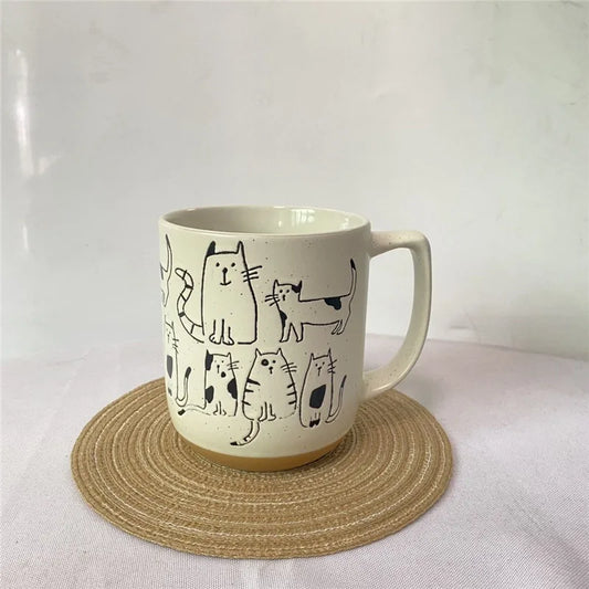 Hand-painted Ceramic Tea Cup Cartoon Cat