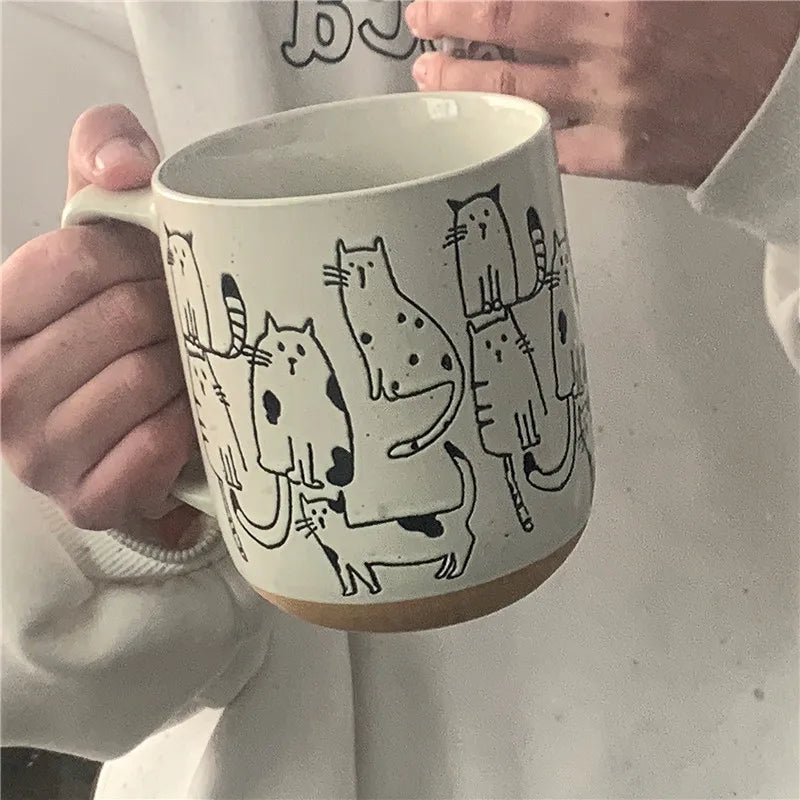 Hand-painted Ceramic Tea Cup Cartoon Cat