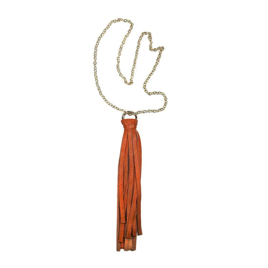 Maia Leather Necklace - Orange